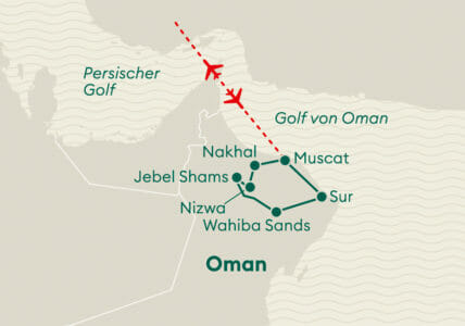 Karte Oman Mietwagenreise